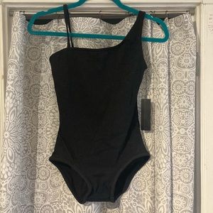 NWT black asymmetrical Leotard small